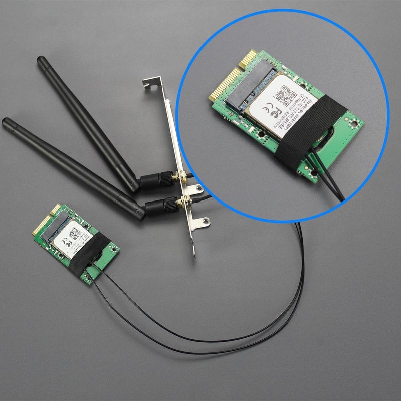 GLOTRENDS محول واي فاي WA03 M.2 Key E إلى Mini PCIe لوحدة واي فاي M.2 4/5/6/6e/7/Coral TPU، مع مجموعات هوائيات SMA 3.5-dBi - Image 4